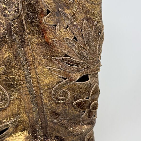 Carlos Santana Slinger Cut Out Leather Cowboy Western Boots Womens 10 Bronze - Picture 9 of 16